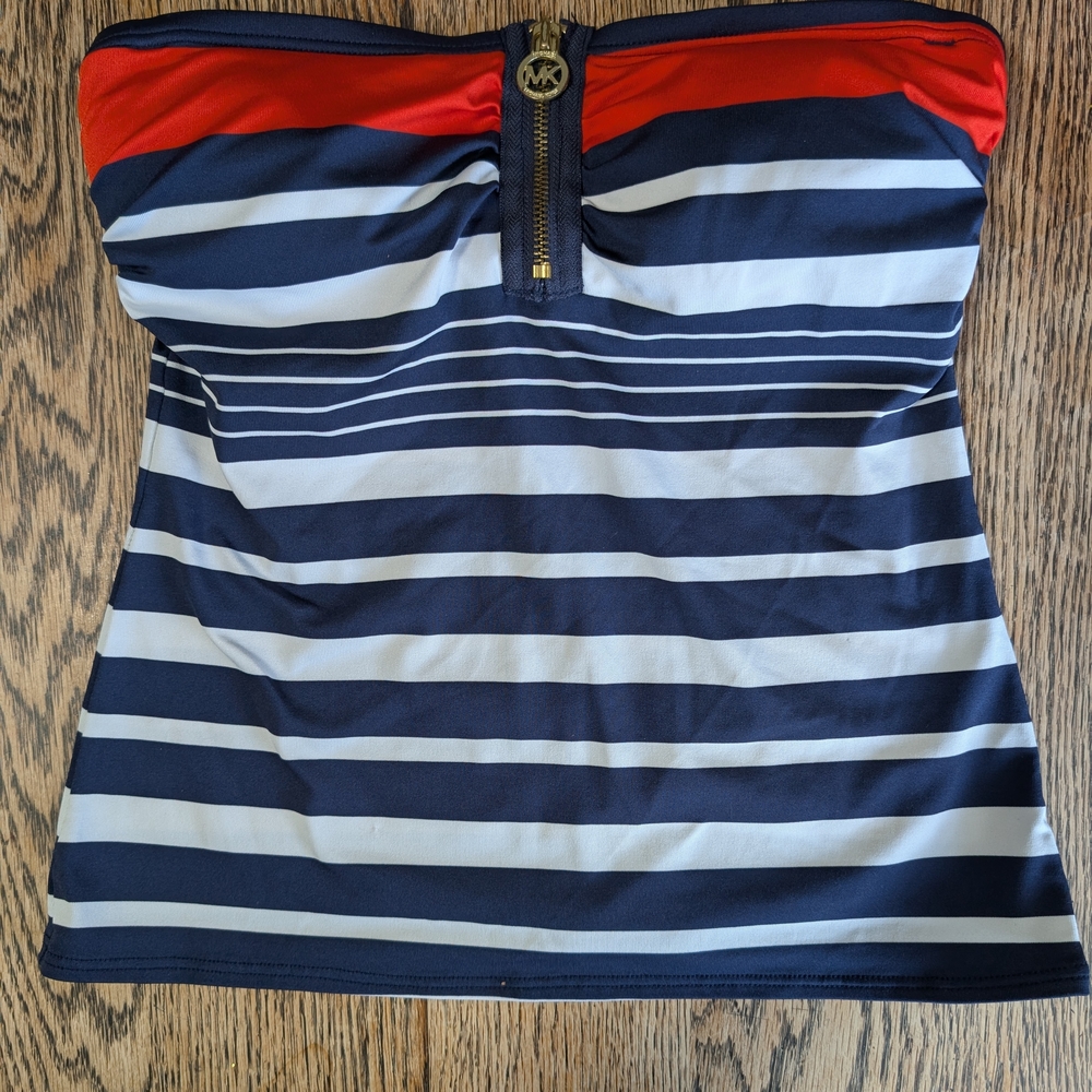 Michael Kors White and Navy Tankini Top